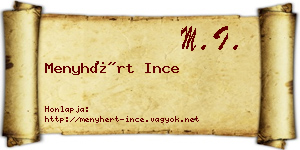 Menyhért Ince névjegykártya